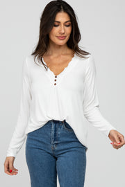 Ivory Lace Trim Long Sleeve Top