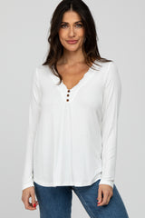 Ivory Lace Trim Long Sleeve Top