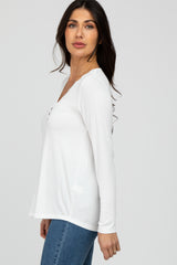 Ivory Lace Trim Long Sleeve Top