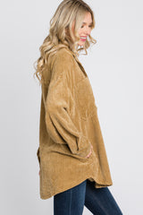 Camel Corduroy Pocket Front Shacket