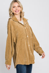 Camel Corduroy Pocket Front Shacket