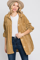 Camel Corduroy Pocket Front Shacket