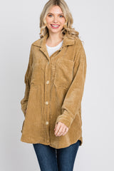 Camel Corduroy Pocket Front Shacket