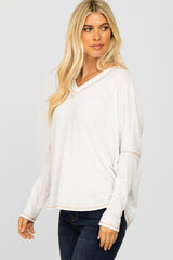 Ivory Contrast Stitch Dolman Sleeve Top