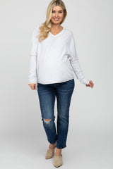 Ivory Contrast Stitch Maternity Dolman Sleeve Top