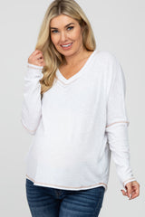 Ivory Contrast Stitch Maternity Dolman Sleeve Top