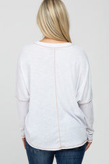 Ivory Contrast Stitch Maternity Dolman Sleeve Top