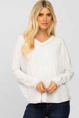 Ivory Contrast Stitch Maternity Dolman Sleeve Top