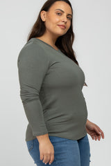 Olive Long Sleeve Plus Top