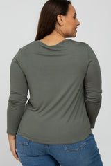 Olive Long Sleeve Plus Top