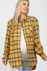 Yellow Plaid Maternity Button Down Top