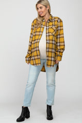 Yellow Plaid Maternity Button Down Top