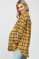 Yellow Plaid Maternity Button Down Top