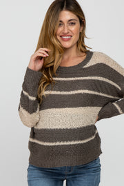 Olive Colorblock Striped Knit Maternity Top