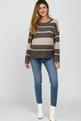 Olive Colorblock Striped Knit Maternity Top