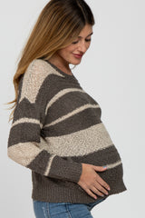 Olive Colorblock Striped Knit Maternity Top