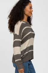 Olive Colorblock Striped Knit Top