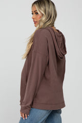 Mocha Soft Brushed Hooded Maternity Top