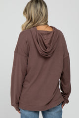 Mocha Soft Brushed Hooded Maternity Top