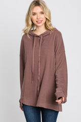 Mocha Soft Brushed Hooded Maternity Top