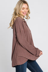 Mocha Soft Brushed Hooded Top