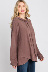 Mocha Soft Brushed Hooded Top