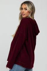 Burgundy Soft Brushed Hooded Maternity Top