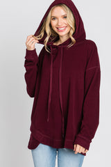 Burgundy Soft Brushed Hooded Maternity Top