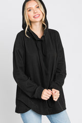 Black Soft Brushed Hooded Top