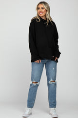 Black Soft Brushed Hooded Maternity Top