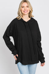 Black Soft Brushed Hooded Maternity Top