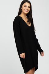 Black Knit Long Sleeve Sweater Dress