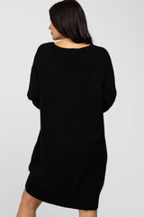 Black Knit Long Sleeve Sweater Dress