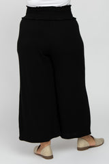 Black Smocked Elastic Waist Wide Leg Plus Lounge Pants