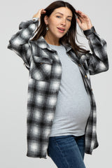 Black Plaid Maternity Flannel Shacket