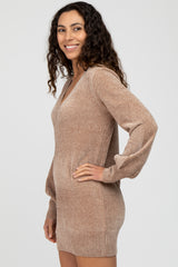 Mocha Bubble Sleeve Sweater Dress