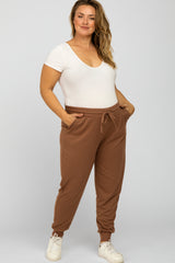 Mocha Drawstring Maternity Plus Sweatpants