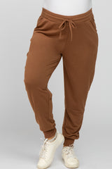 Mocha Drawstring Maternity Plus Sweatpants