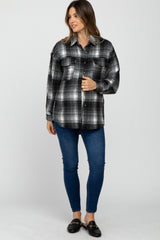 Black Plaid Maternity Shacket