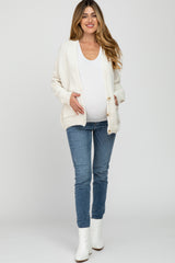 Ivory Oversized Deep V-Neck Maternity Cardigan