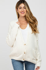 Ivory Oversized Deep V-Neck Maternity Cardigan