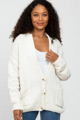 Ivory Oversized Deep V-Neck Maternity Cardigan