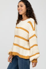 Yellow Cream Striped Chunky Knit Sweater