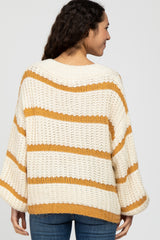 Yellow Cream Striped Chunky Knit Sweater