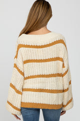 Yellow Cream Striped Chunky Knit Maternity Sweater