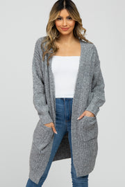 Grey Mixed Knit Chunky Cardigan