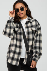 Black Plaid Curved Hem Shacket