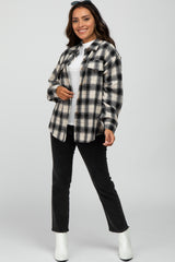 Black Plaid Curved Hem Shacket