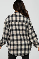 Black Plaid Curved Hem Shacket