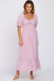 Pink Smocked Sweetheart Neck Maxi Dress